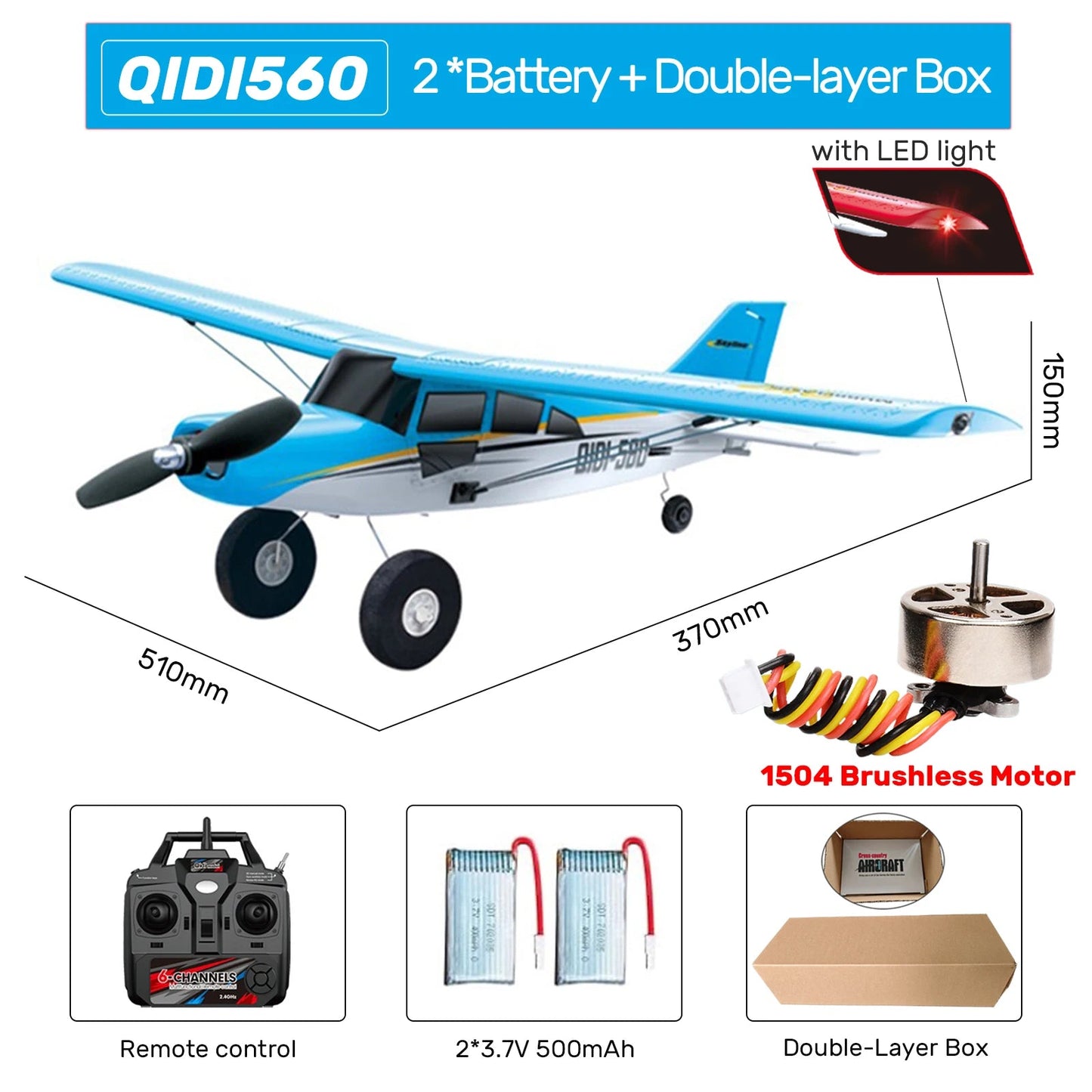 M7 Moore RC Airplane Qidi560 – 4CH Brushless EPP Remote Control Plane with LED Lights - Rc Aircraft Base