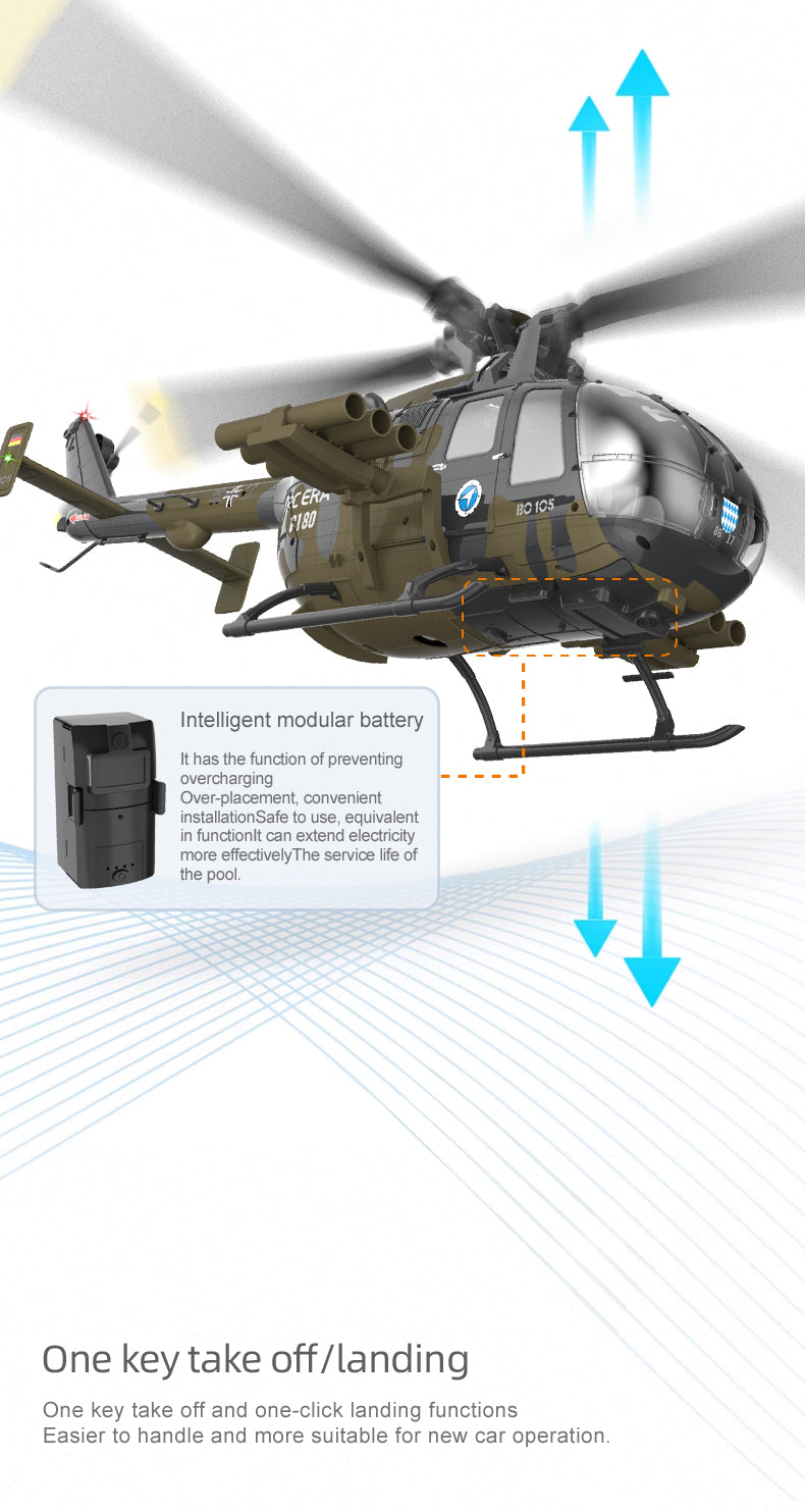 C180 BO105 RC Helicopter – Premium Brushless for Adults