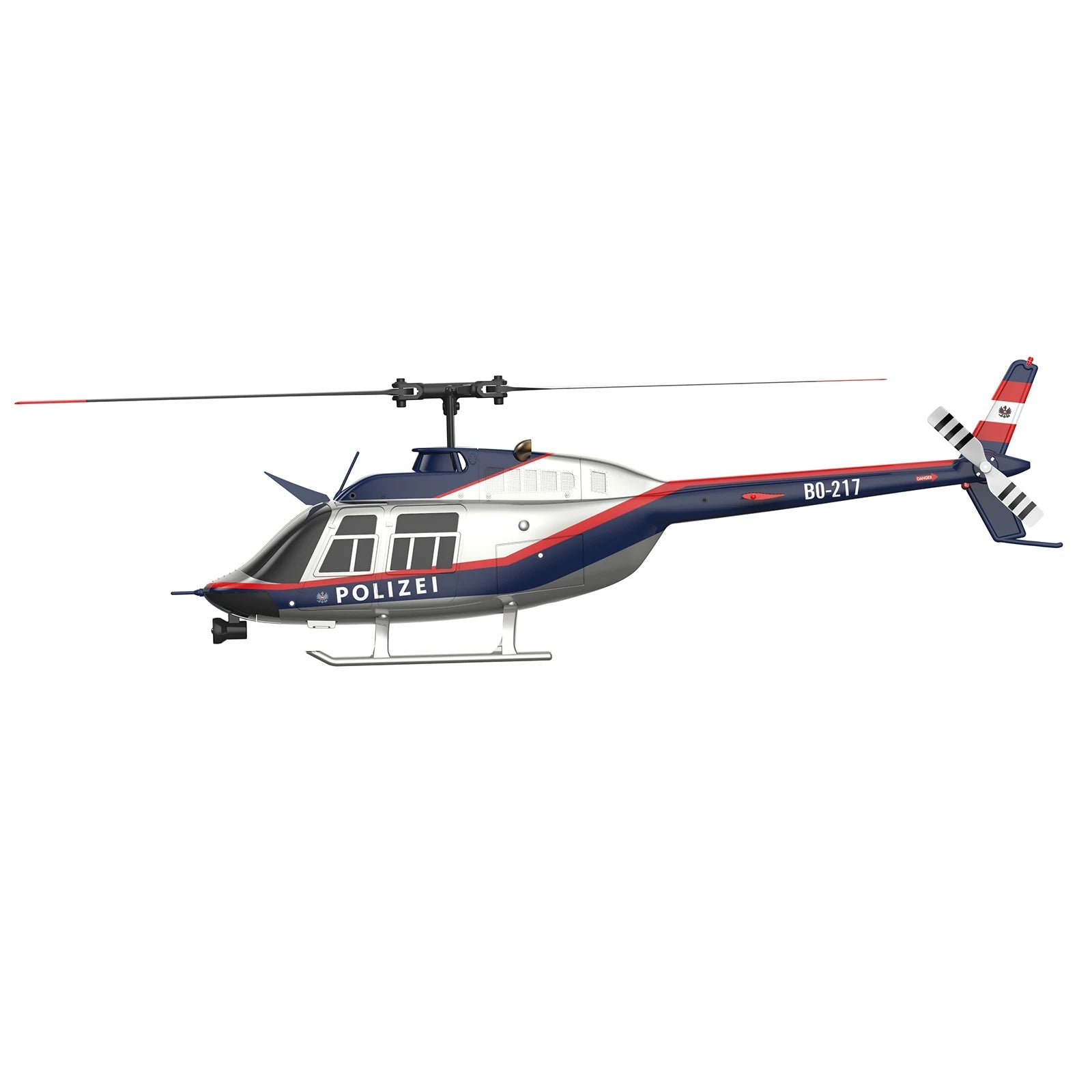 C138 Bell 206 RC helicopter top rotor view