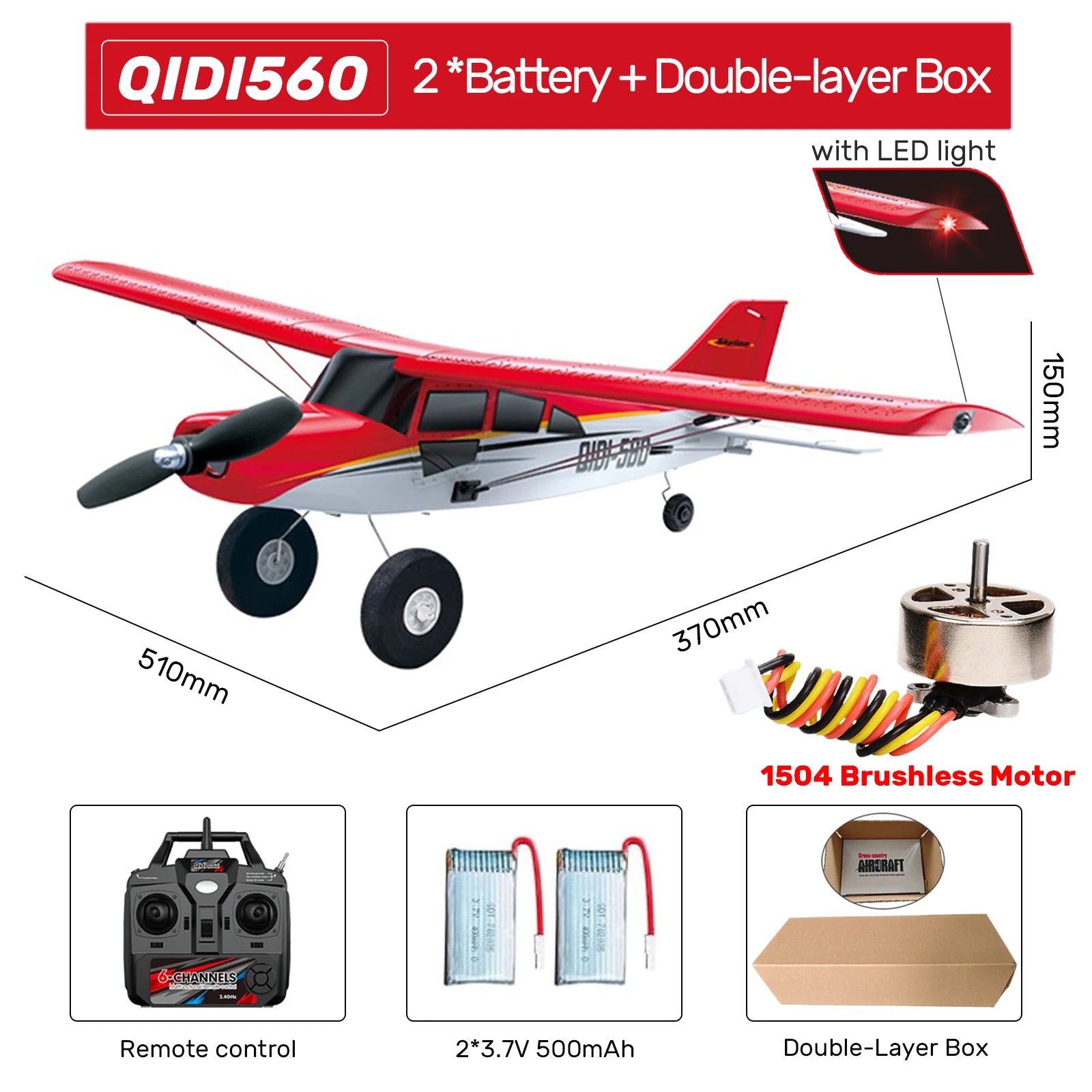M7 Moore RC Airplane Qidi560 – 4CH Brushless EPP Remote Control Plane with LED Lights - Rc Aircraft Base