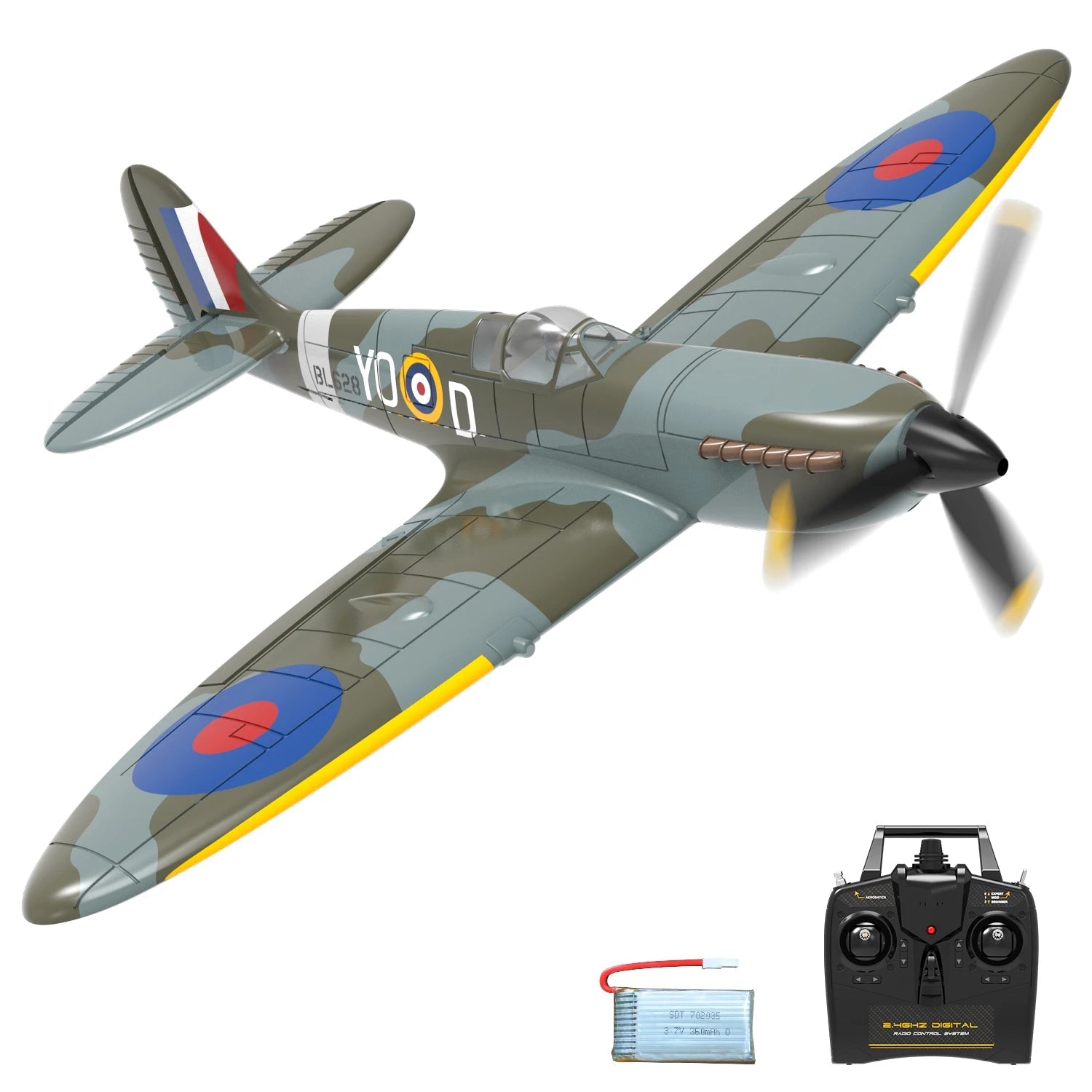 Volantex Spitfire RC Plane 400mm EPP 4CH 2.4G RTF Warbird - Rc Aircraft Base