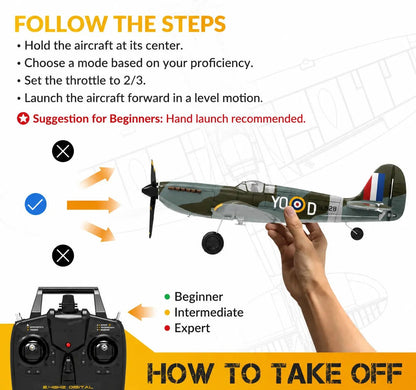 Volantex Spitfire RC Plane 400mm EPP 4CH 2.4G RTF Warbird - Rc Aircraft Base